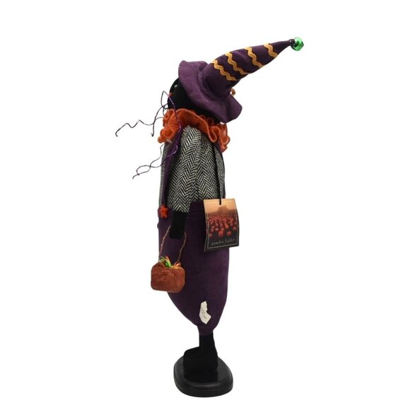Halloween Black Cat Witch Figurine Pumpkin Basket Hat by Pumpkin Fields - Picture 2 of 6